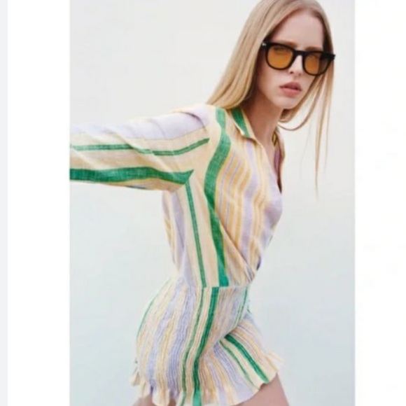 NWT Zara Women's The Valery Dress Pastel Striped Smocked Mini Size XS - Picture 4 of 7